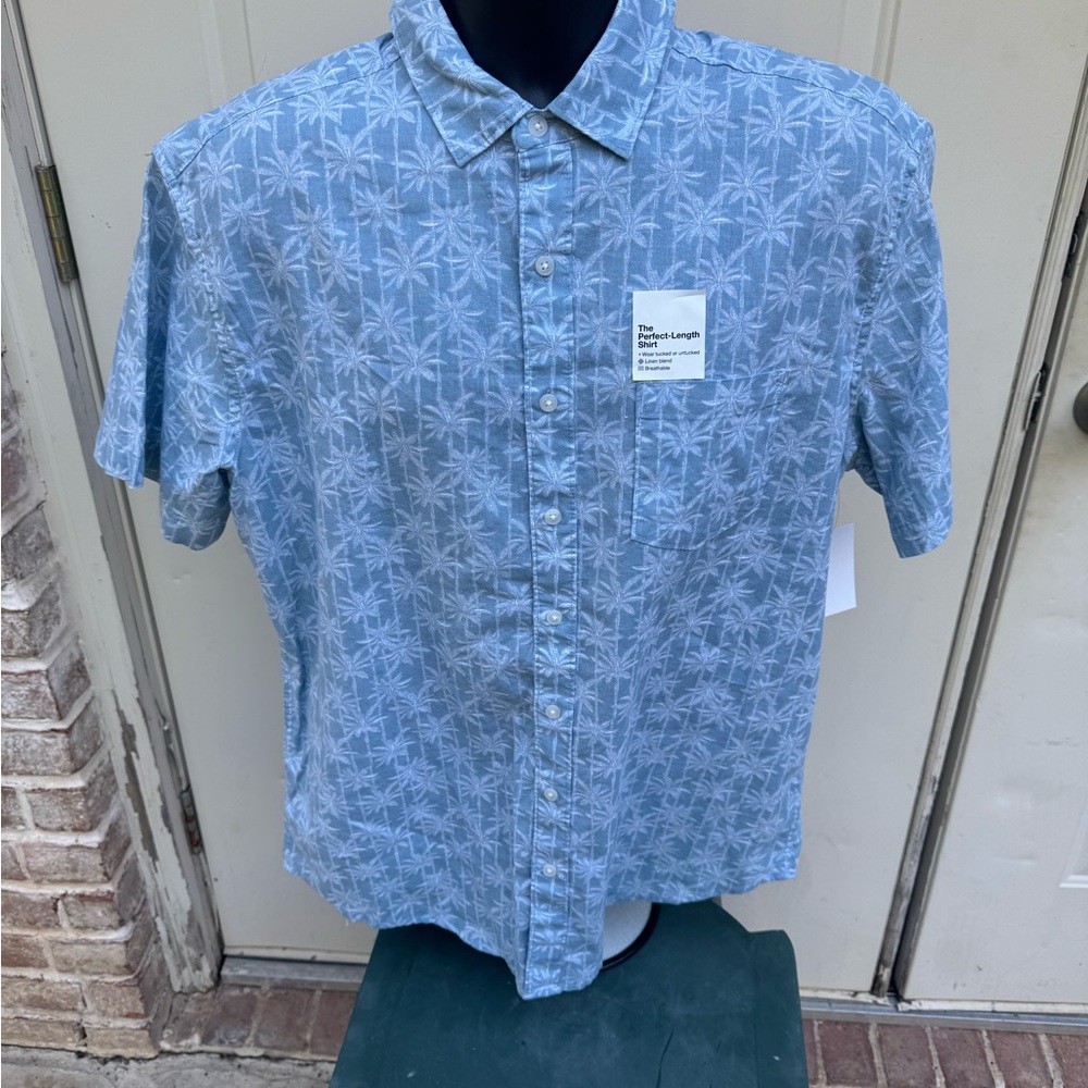 Sonoma, Light Blue Tropical Print, Shirt, Size LT